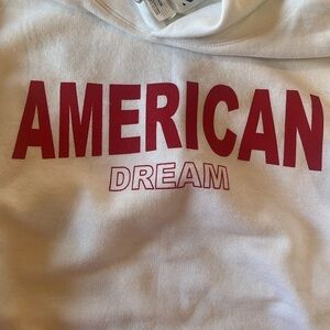 NWT American Dream (Hanes Ecosmart) White Hoodie Sweatshirt,Sz M